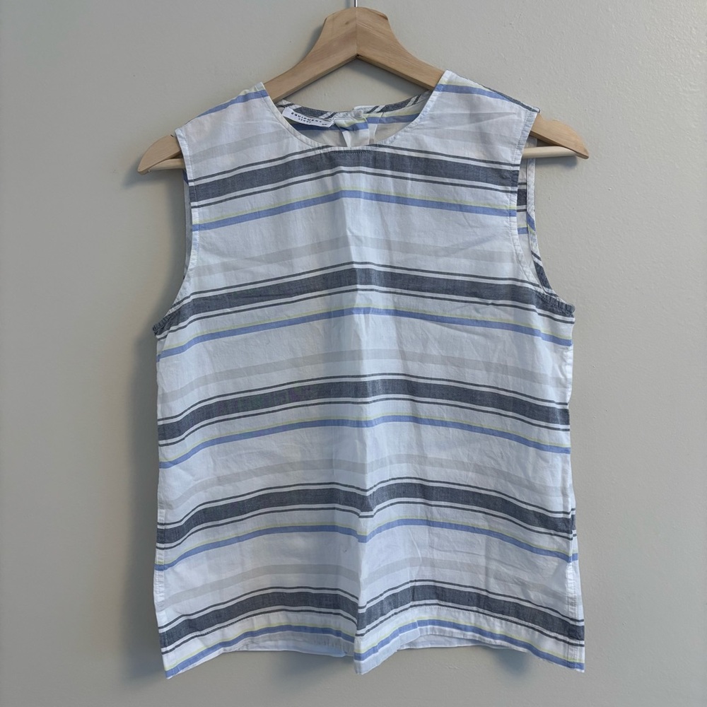 Equipment White and Blue Striped Blouse